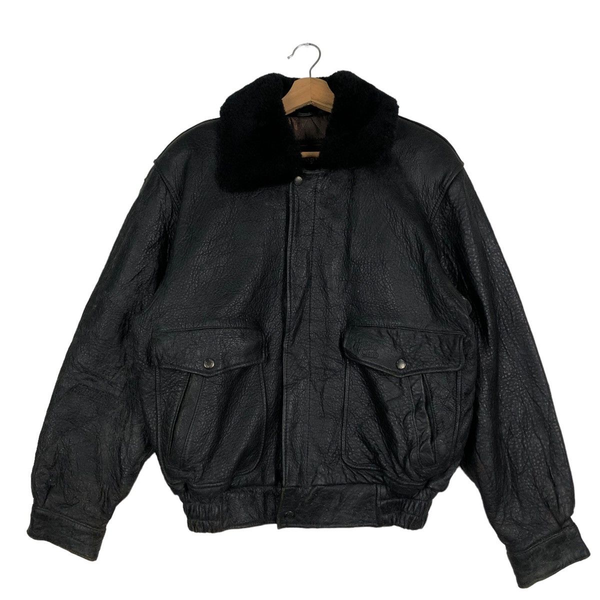 Japanese Brand RICH BLACK - VINTAGE BIKER LEATHER JACKET POLO CLUB BIGLOGO Size US M / EU 48-50 / 2 - 2 Thumbnail
