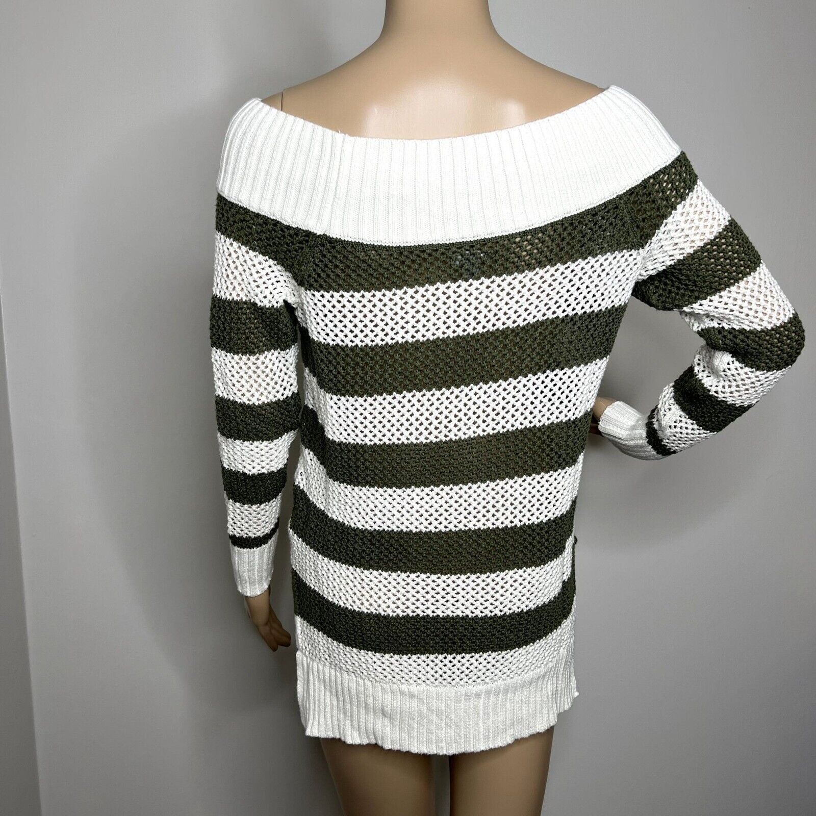 Other Aerie Green Striped Knit Sweater Size M / US 6-8 / IT 42-44 - 3 Thumbnail
