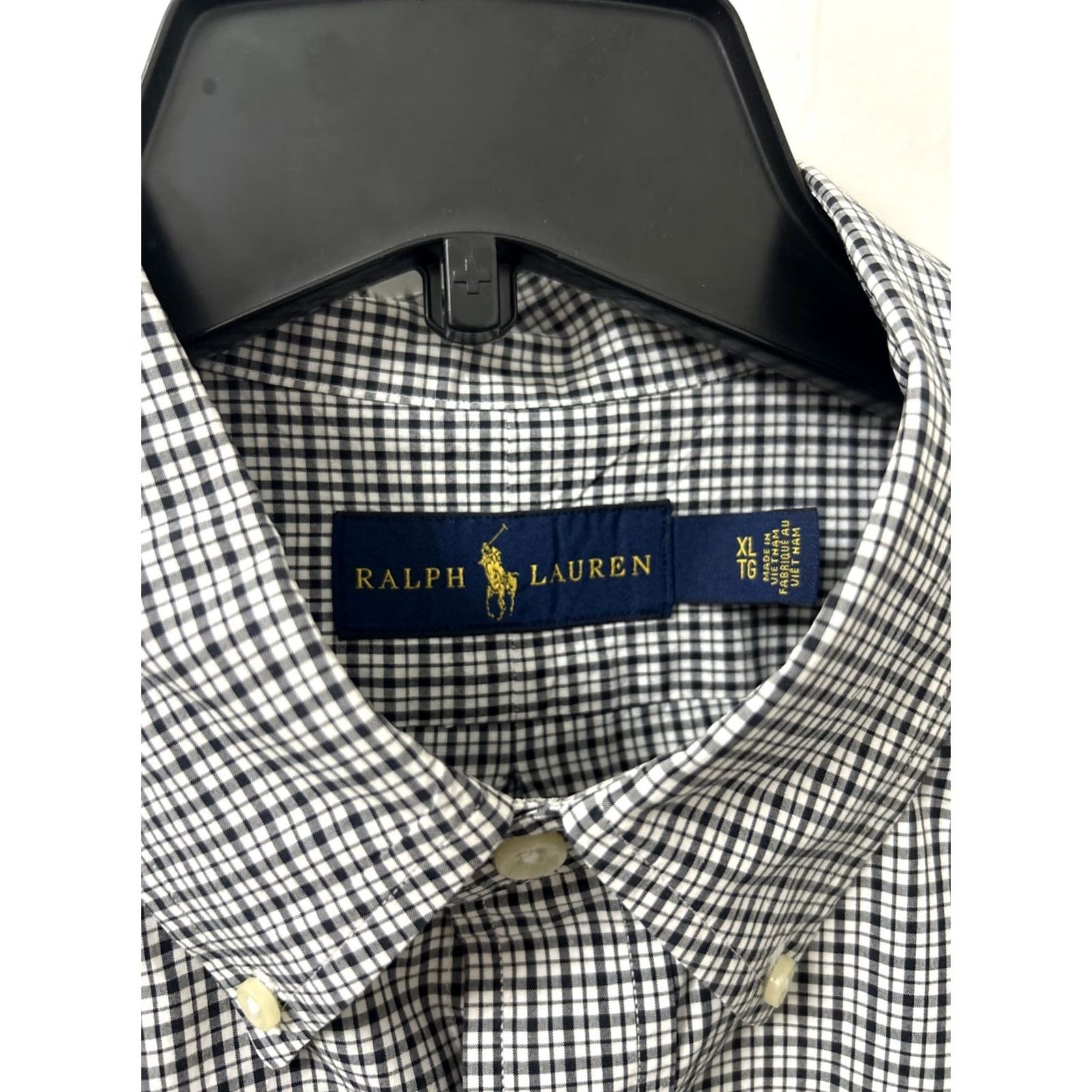 Polo Ralph Lauren VINTAGE Ralph Lauren Shirt Mens XL Black White Plaid Button-Down Pony Logo L/S Size US XL / EU 56 / 4 - 5 Thumbnail