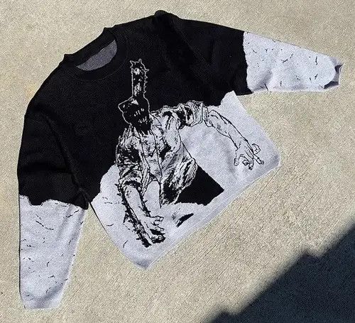 Japanese Brand Print ChainSaw Head Knitted Oversized Sweater Size US XL / EU 56 / 4 - 1 Thumbnail
