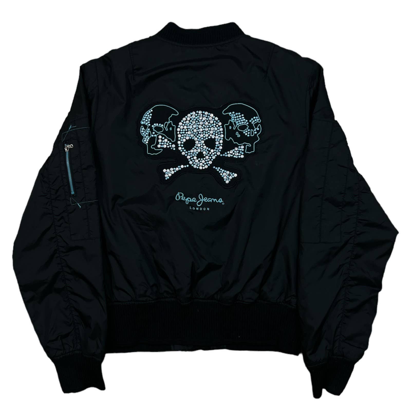 Pepe Jeans Vintage Pepe Jeans London Rhinestone Skulls Bomber Jacket |  Grailed