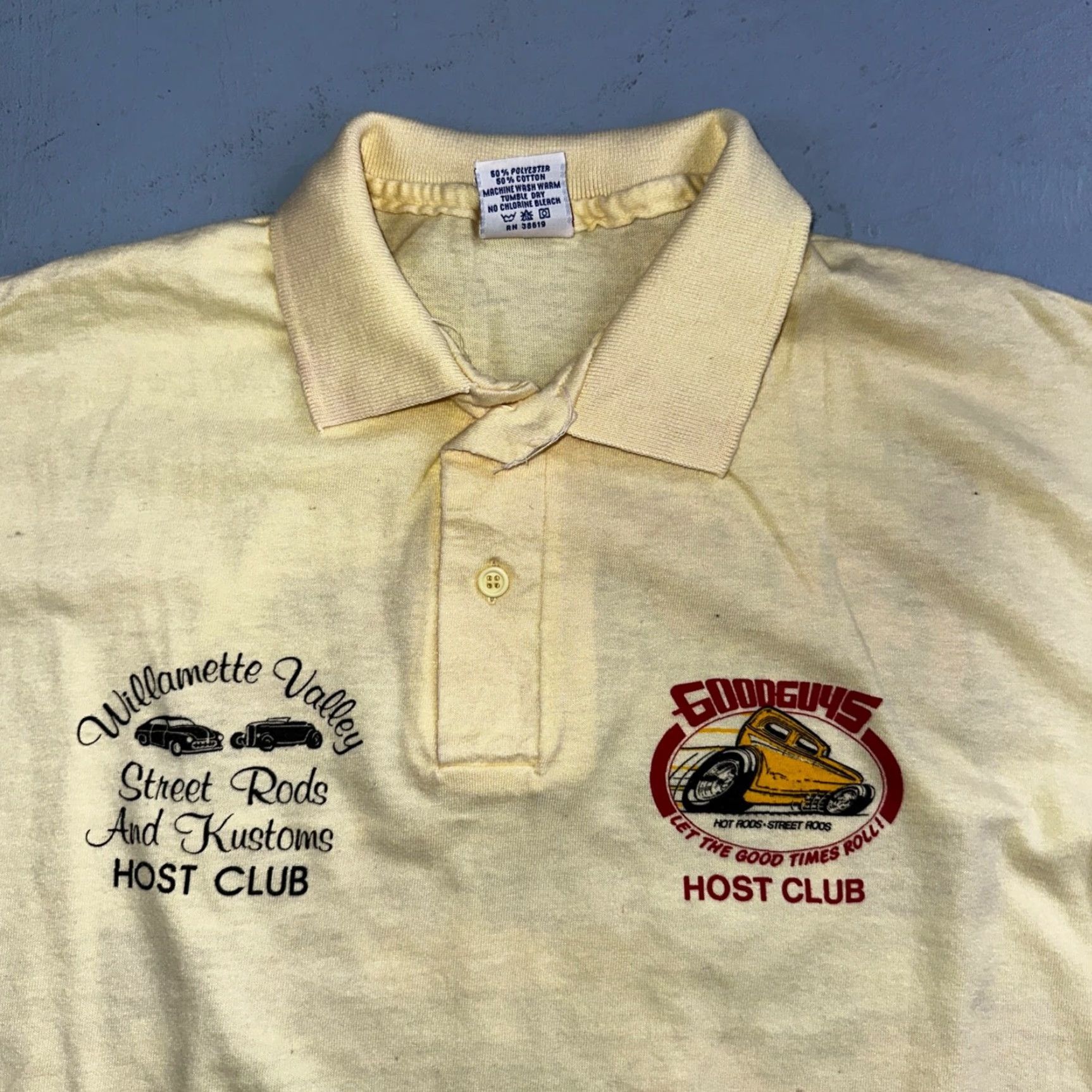 Anvil VINTAGE Anvil Goodguys Polo T Shirt Shirt Men L Yellow Cars 70s 80s 90s Corvette Hot Rods Vintage Theme Size US L / EU 52-54 / 3 - 6 Thumbnail