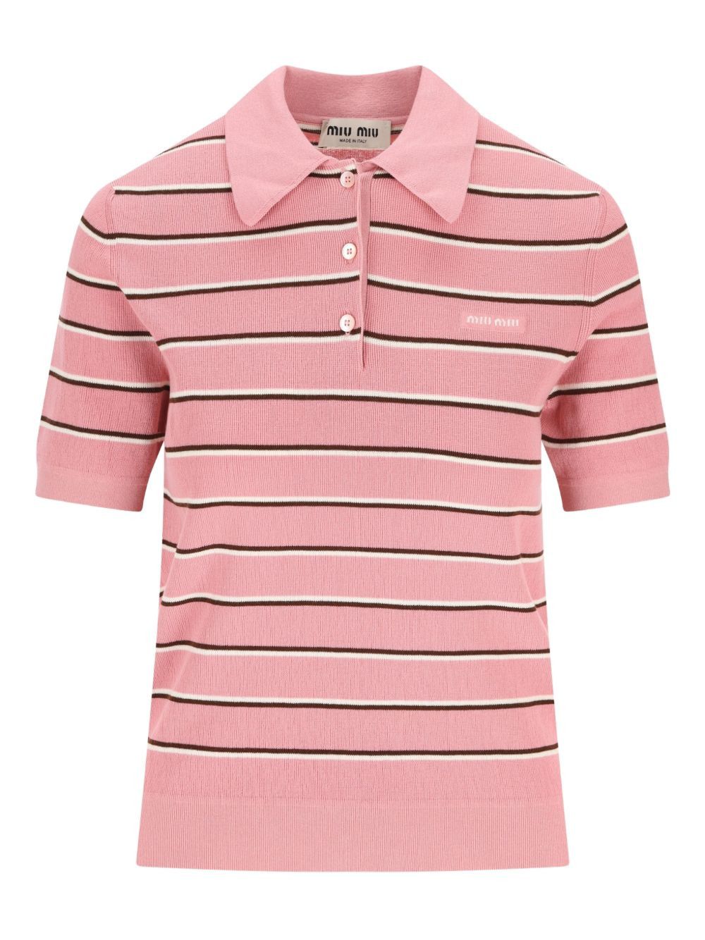 Miu Miu STRIPED COTTON POLO SHIRT Size M / US 6-8 / IT 42-44 - 1 Thumbnail
