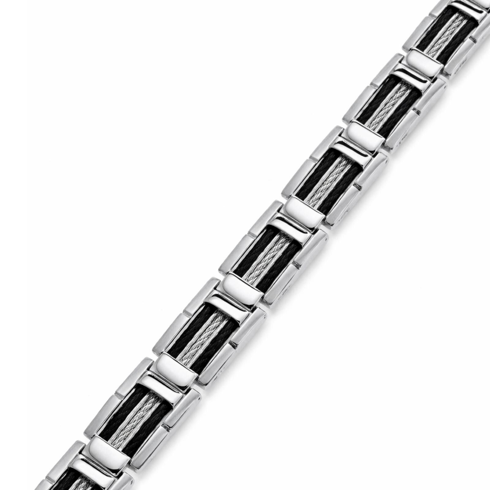 Macys Men’s Black & Grey Cable Bracelet in Stainless Steel Size ONE SIZE - 1 Thumbnail