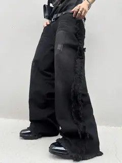 VIBE Black Ripped Stacked Baggy Pants Size US 33 - 4 Thumbnail