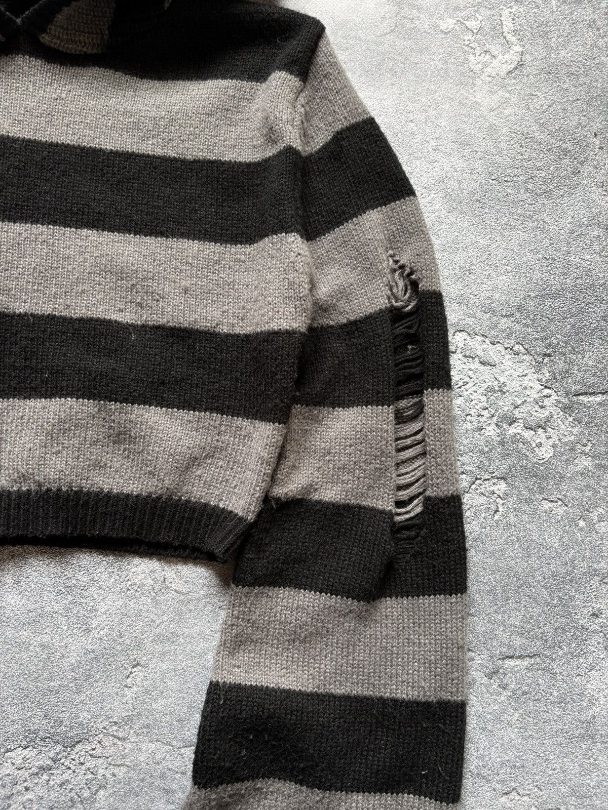 Hysteric Glamour Y2K Striped Distressed Cropped Grunge Knit Sweater Hoodie Size M / US 6-8 / IT 42-44 - 5 Thumbnail