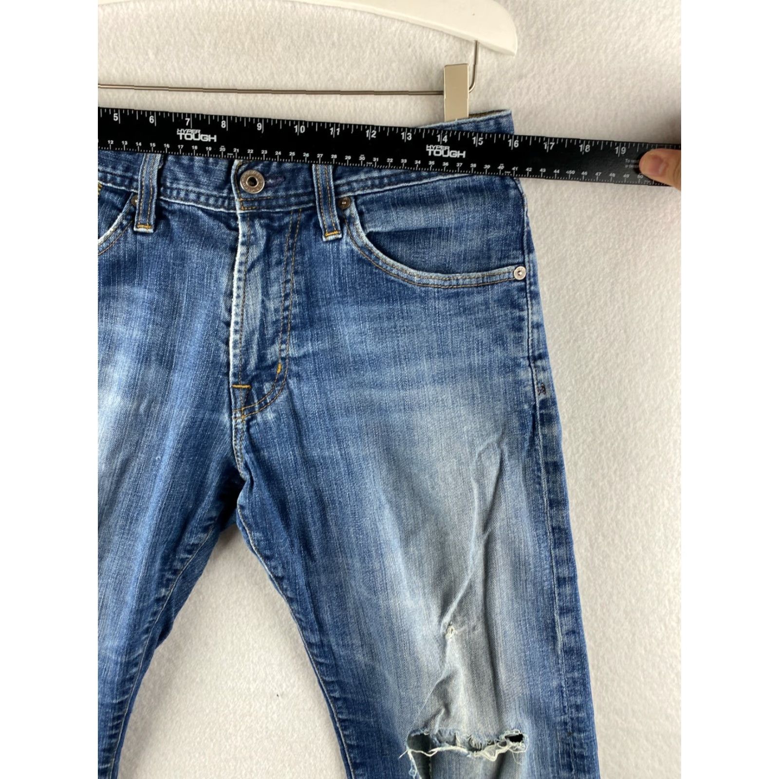 Denime AG Adriano Goldschmied Jeans Mens 31x34 The Hero Relaxed Straight Rip Denim USA Jeans Mens Size US 31 - 4 Thumbnail