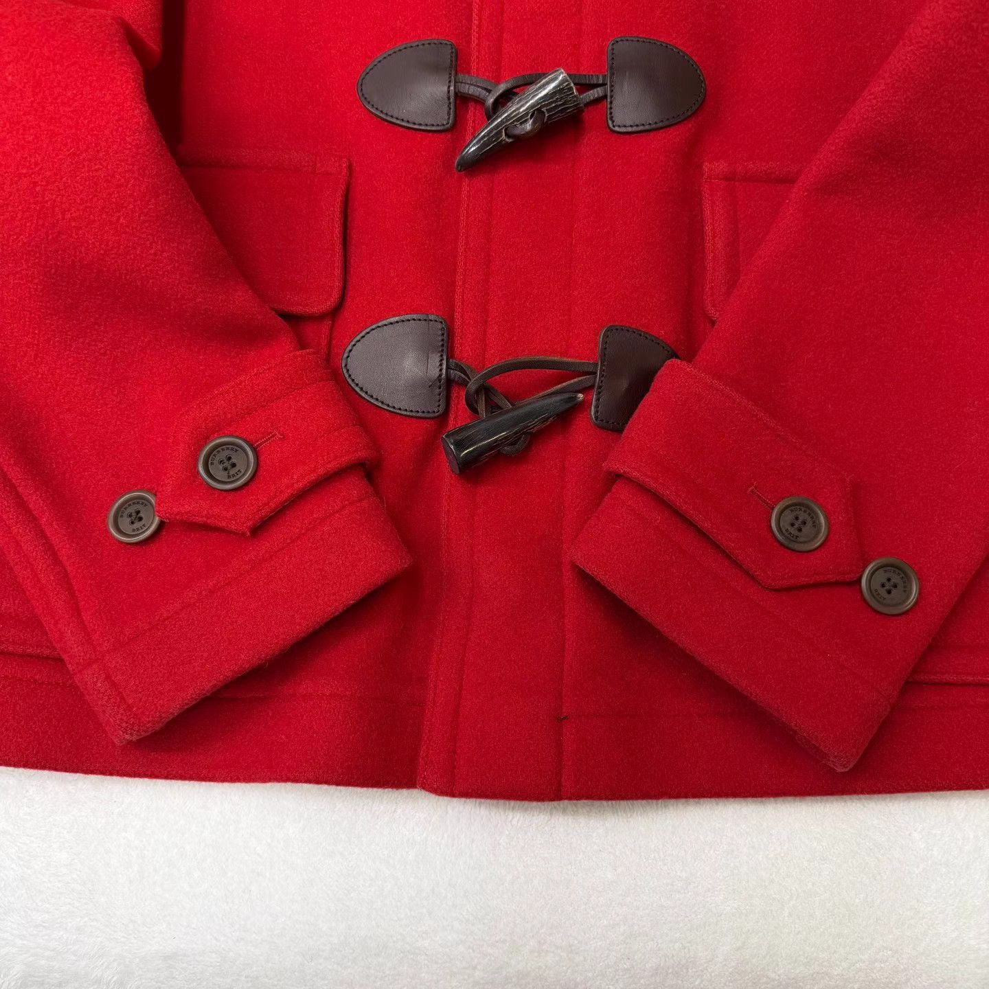 Burberry Burberry Red Horn Button Wool Coat Q10 Size S / US 4 / IT 40 - 4 Thumbnail