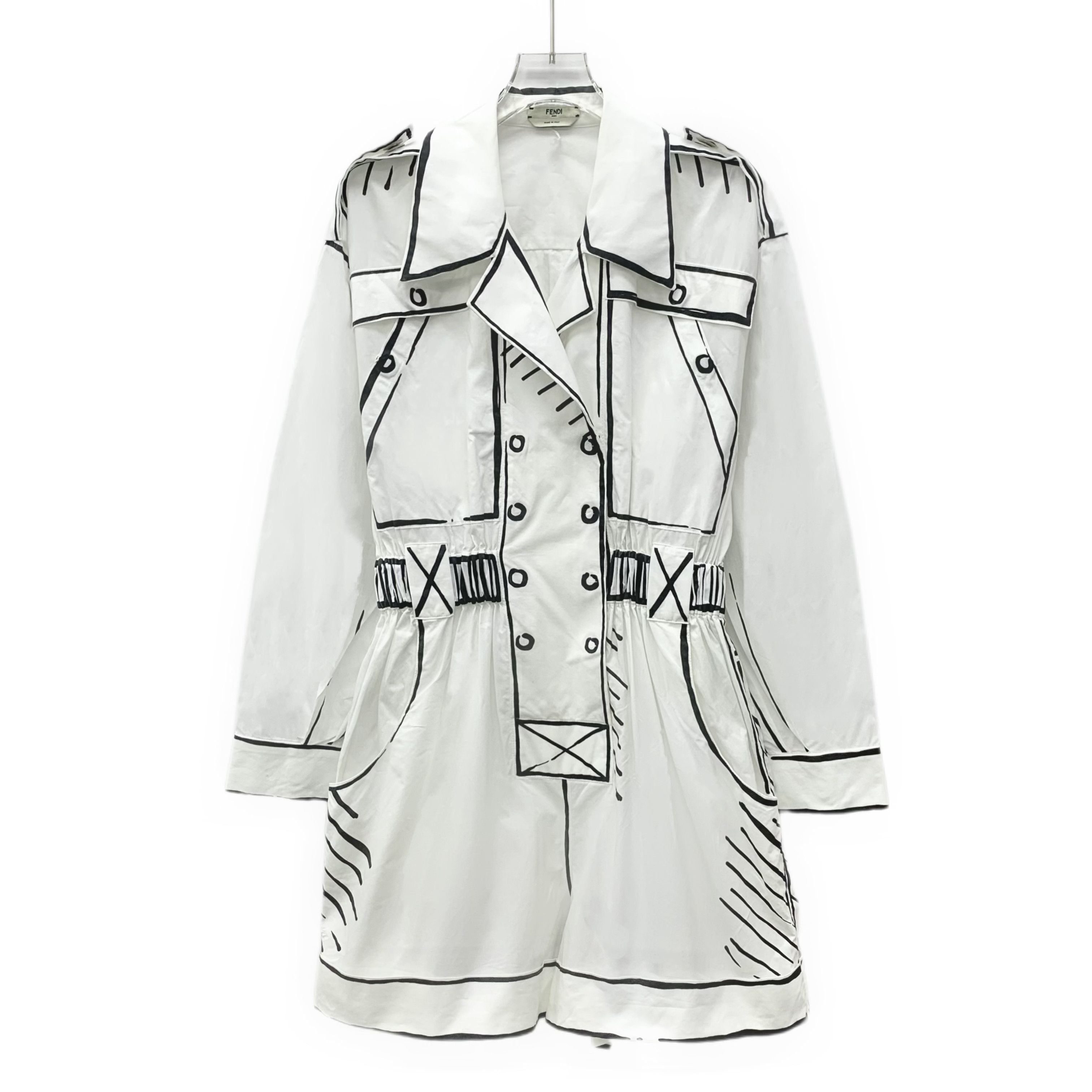 Fendi Fendi White Comic Print Cotton Jumpsuit Size 38" / US 16 / IT 52 - 1 Thumbnail