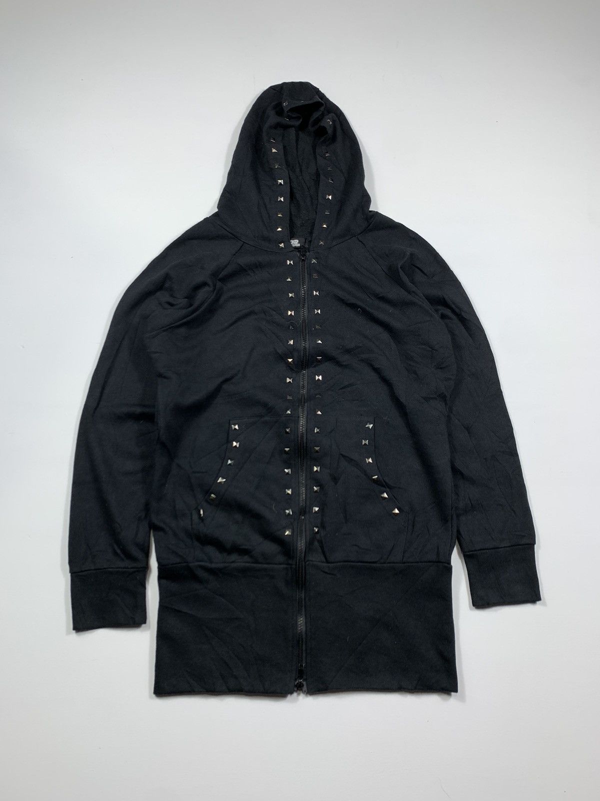 image of 14Th Addiction x Kmrii Binding Offer Japanese Ryuryu Studded Gothic Hoodie in Black (Size Medium)