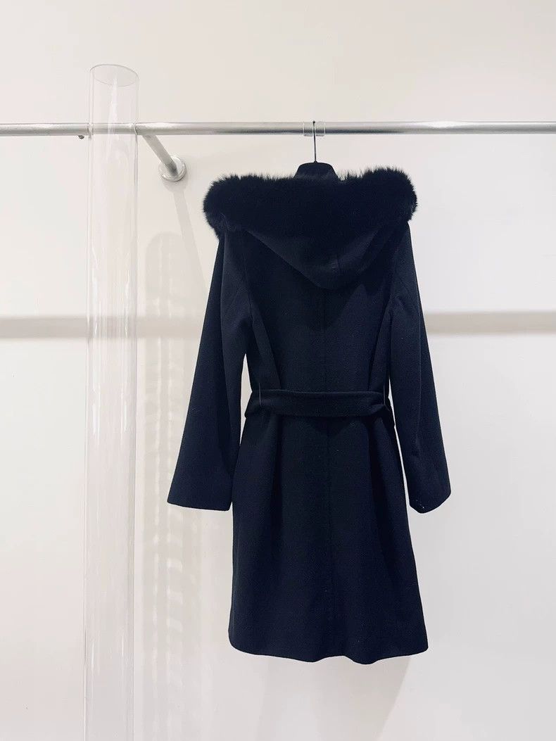 Max Mara Max Mara Mango Black Fox Fur Collar Coat Size S / US 4 / IT 40 - 2 Thumbnail