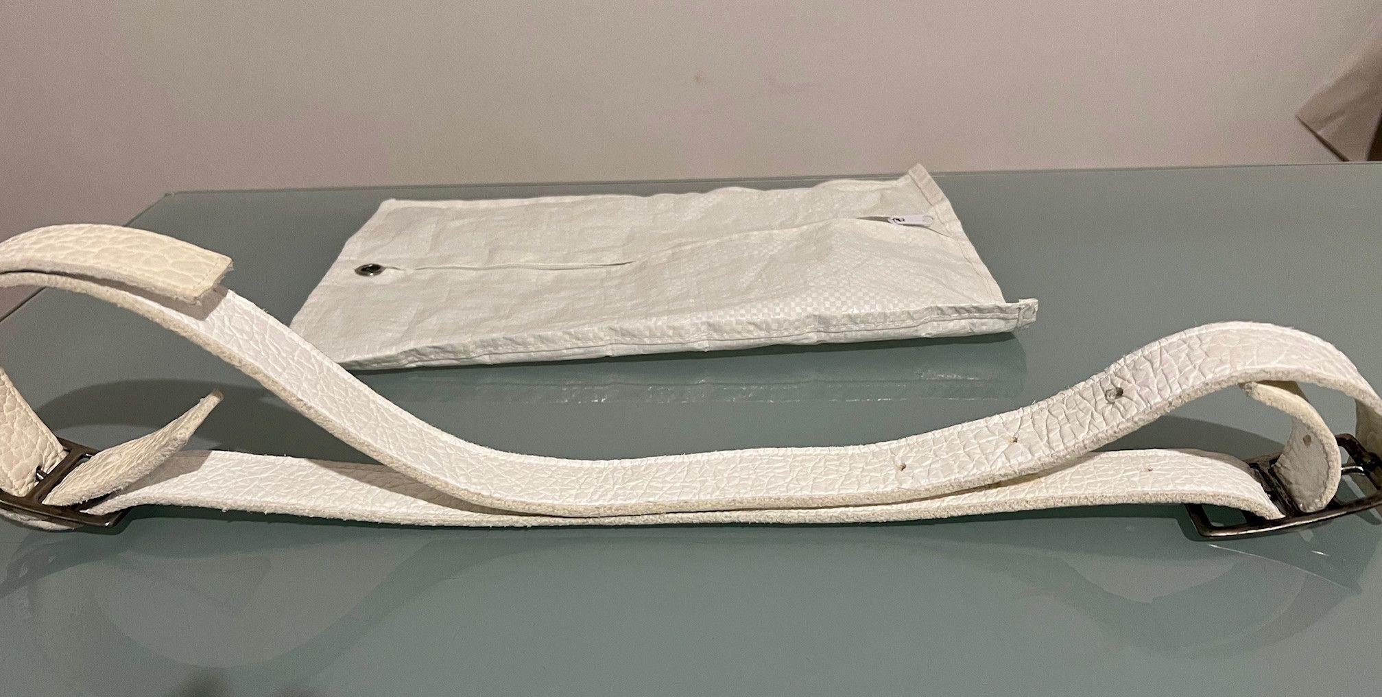 Carol Christian Poell Carol Christian Poell White Leather Double Buckle Belt Size ONE SIZE - 3 Thumbnail