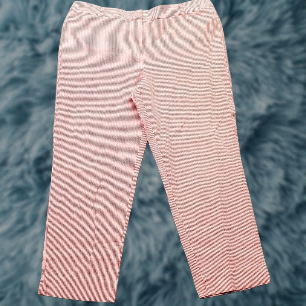 Talbots Talbots Cropped Pants Womens Size 14 Multicolor Striped Seersucker Flat Front Size 36" / US 14 / IT 50 - 1 Thumbnail