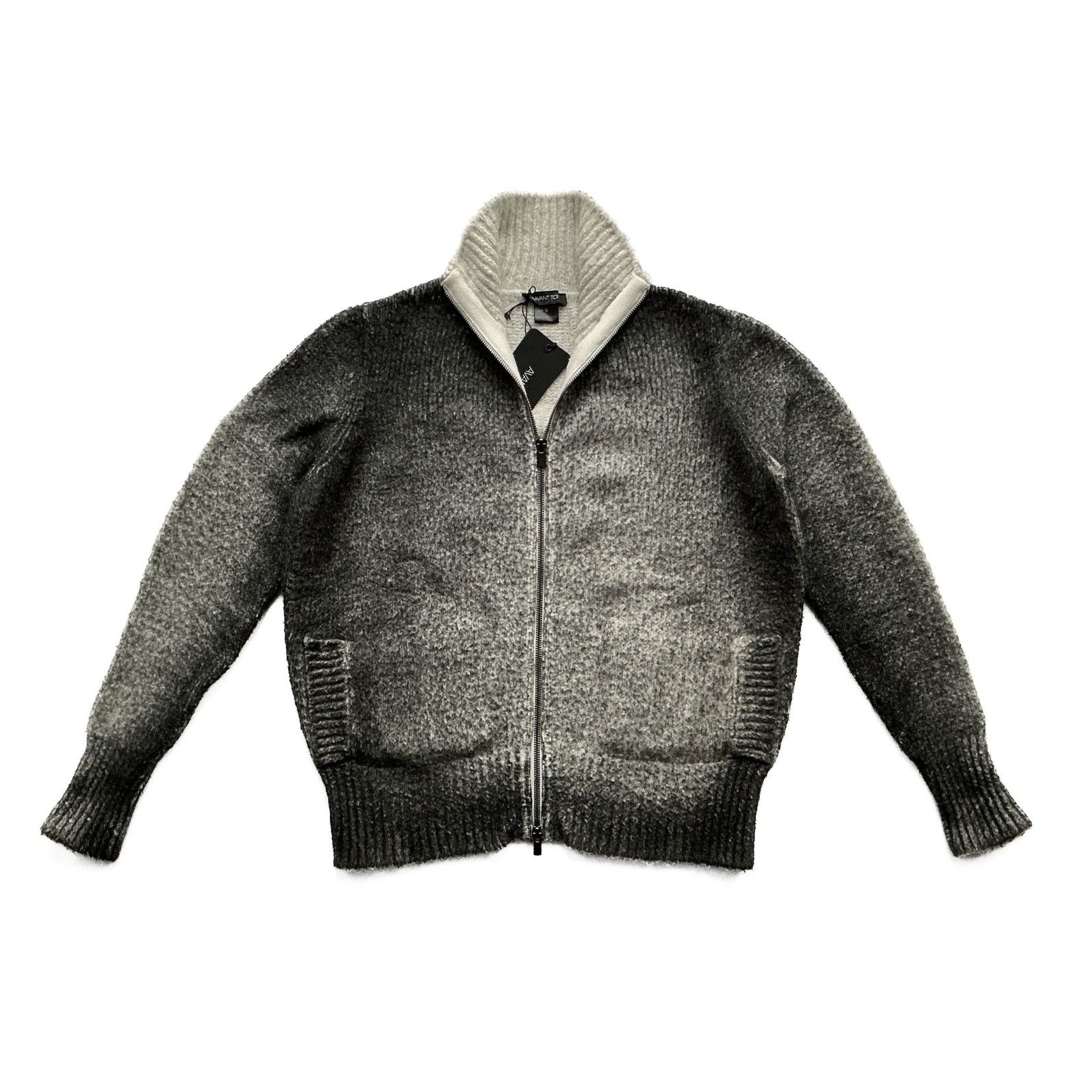Avant Toi Full Zip High Neck Furry Sweater