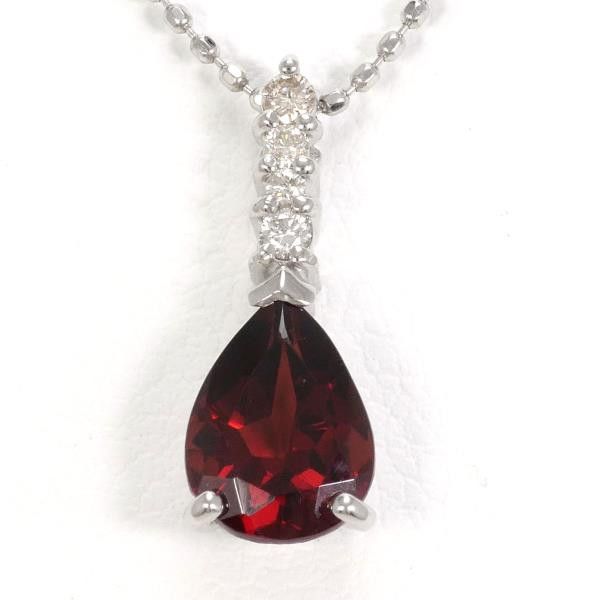 Other Other K18 White Gold Garnet Necklace 40cm Metal Necklace in Excellent Condition Size ONE SIZE - 1 Thumbnail