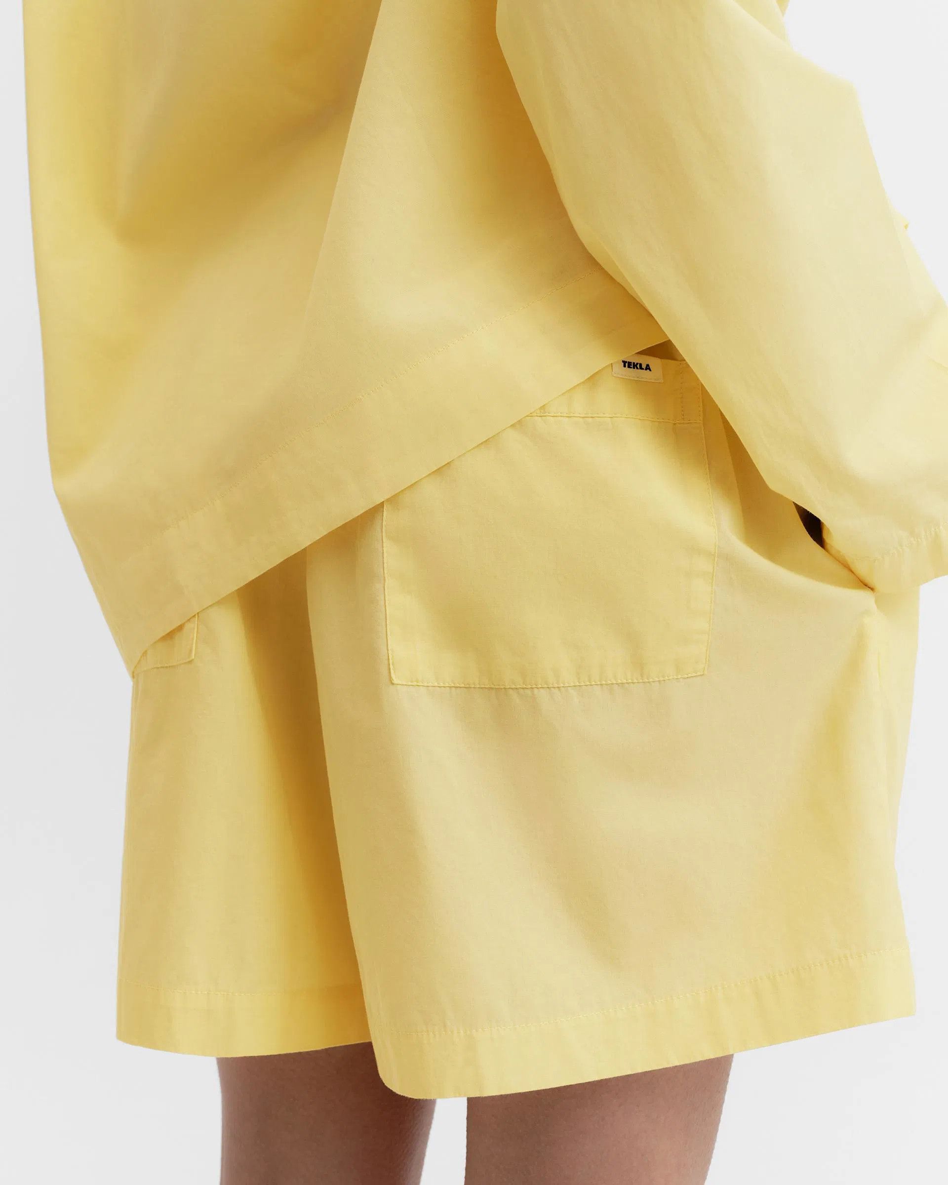 Tekla o1mle0525 Unisex Poplin Pyjamas Shorts in Lemonade Size 24" / US 00 / IT 34 - 2 Thumbnail