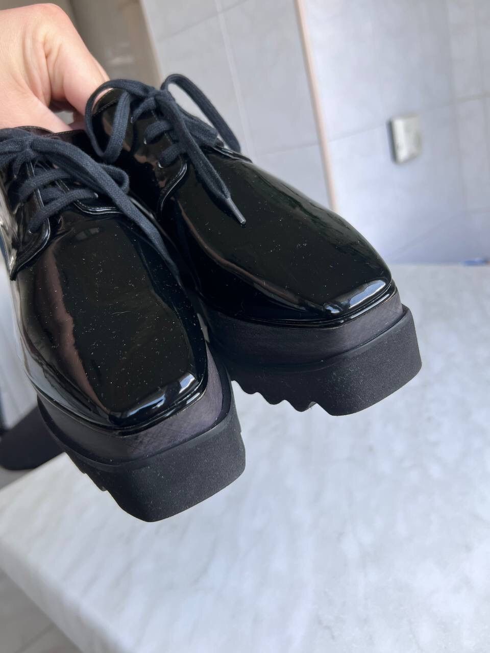 Stella McCartney Stella McCartney Elyse High Platform Leather Shoes Black Size US 8 / IT 38 - 7 Thumbnail