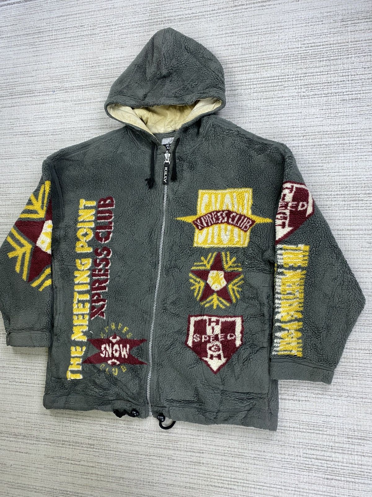 Japanese Brand × Vintage Vintage Jean Claude Killy Full Printed Sherpa Hoodie Jacket Size US L / EU 52-54 / 3 - 4 Thumbnail
