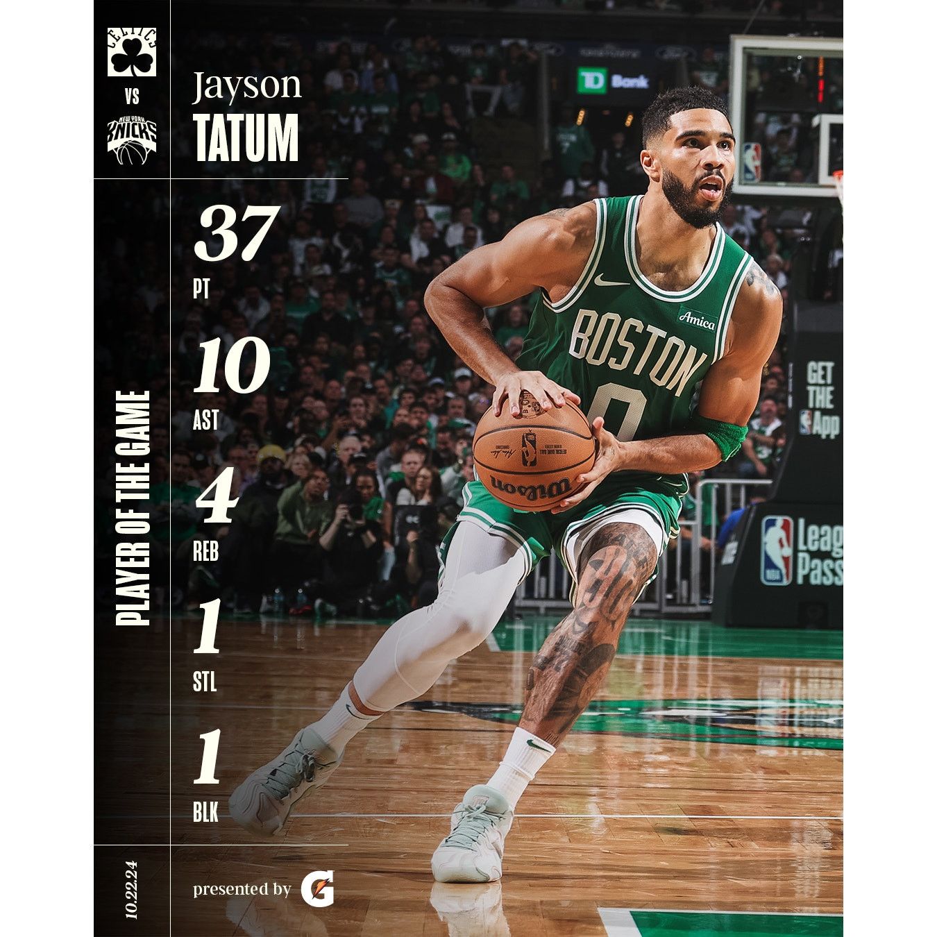 NBA Boston Celtics v New York Knicks 10/22/24 BannerNight Poster Size ONE SIZE - 5 Thumbnail