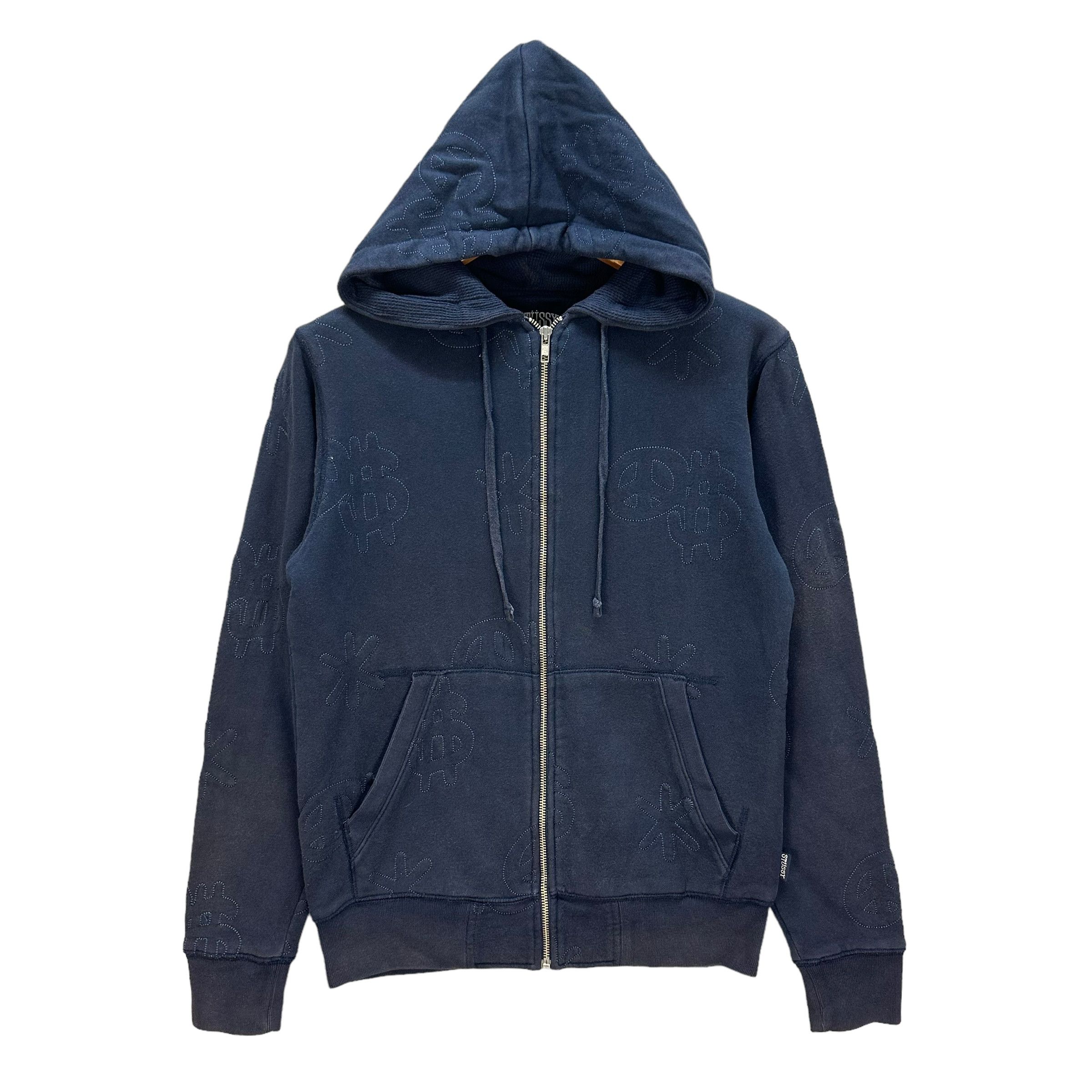早期完売★Stussy★WORLDWIDE DIAMOND HOODIE(NAVY/追跡O) Streetwear × Stussy × Vintage STUSSY ALLOVER STITCHES LOGO