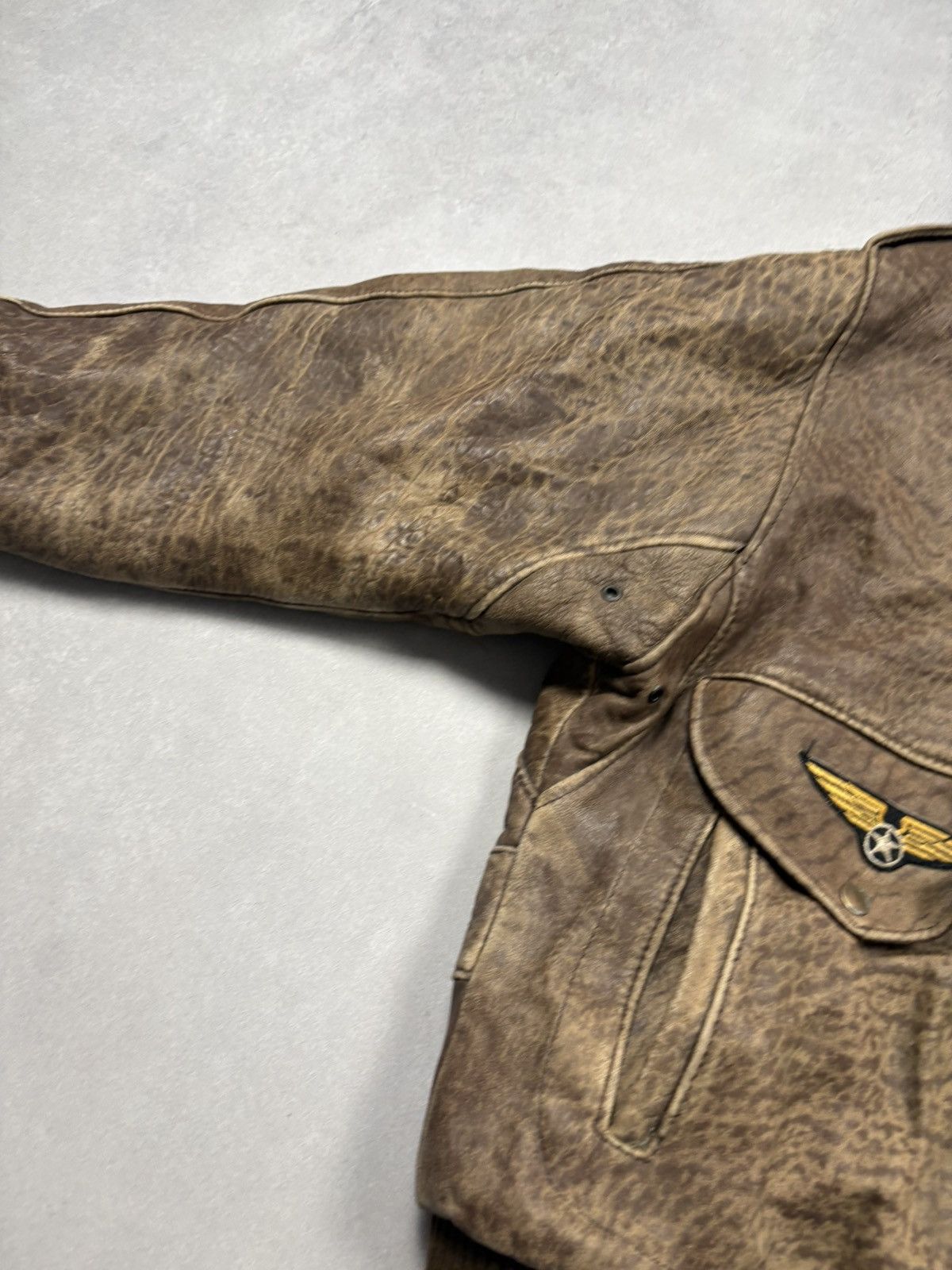 Leather Vintage A2 Distressed Leather Bomber Flight Jacket USA Patch Size US M / EU 48-50 / 2 - 4 Thumbnail