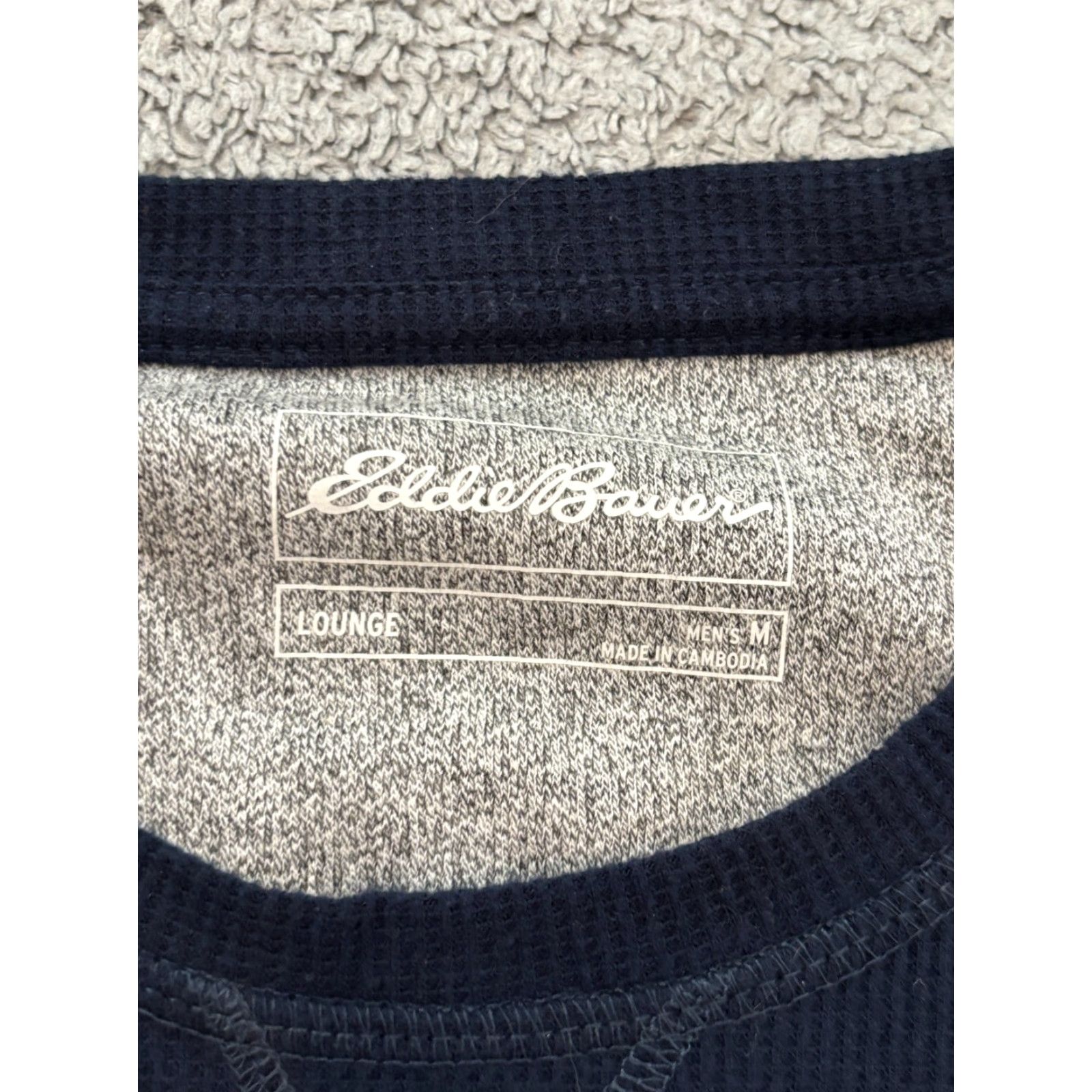 Eddie Bauer VINTAGE Eddie Bauer Lounge Wear Shirt Mens M Blue Waffle Knit Long Sleeve Thermal Size US M / EU 48-50 / 2 - 2 Thumbnail