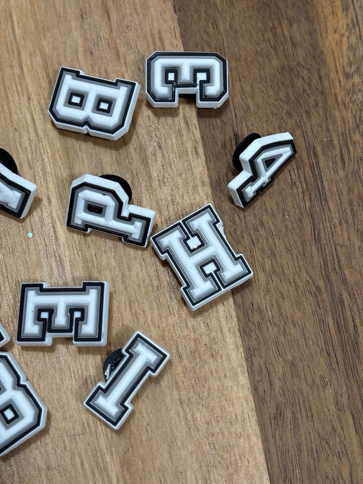 Other Varsity Letter Style Shoe Charms Set Black and White Size ONE SIZE - 3 Thumbnail
