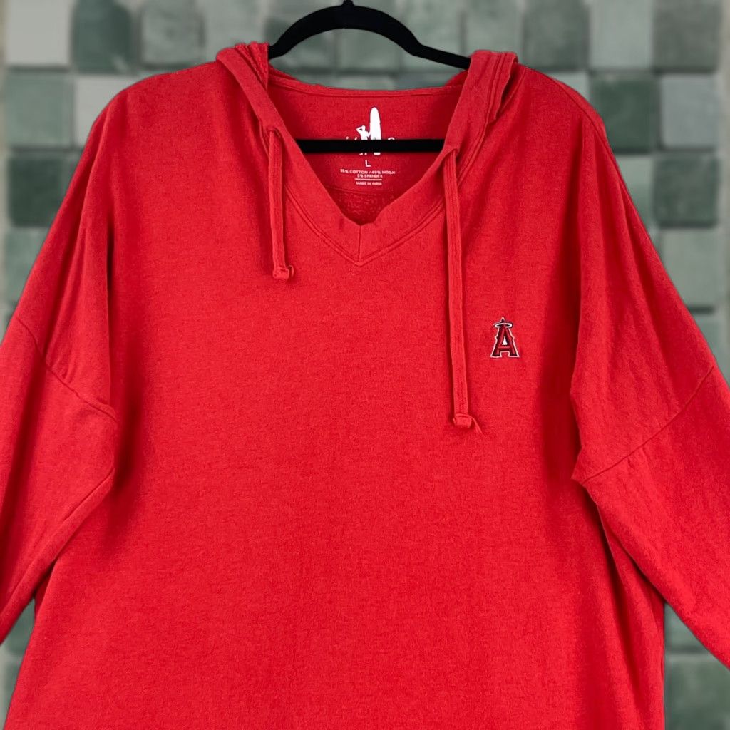 johnnie-O Johnnie-O Red Los Angeles Angels V-Neck Hoodie Sweater Womens Large Pullover Size L / US 10 / IT 46 - 1 Thumbnail