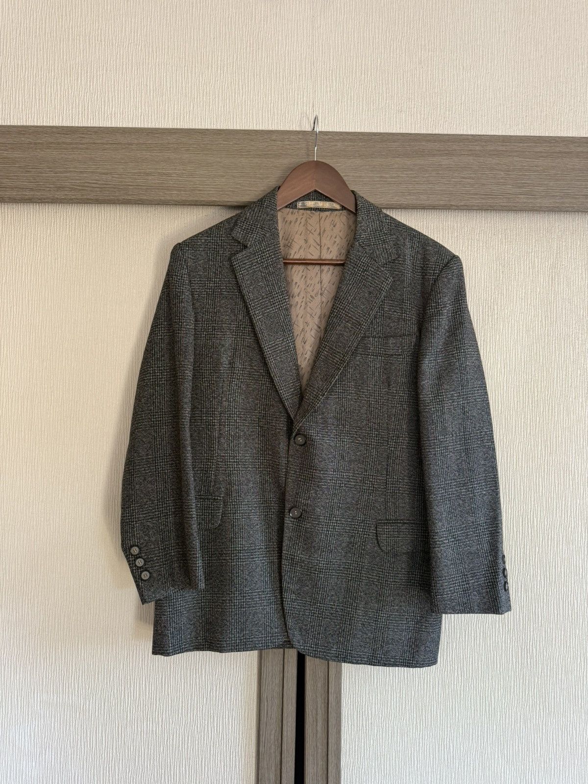 Other Vintage Japanese Serge Sports Jacket Kobe Blue Grey Check Size US L / EU 52-54 / 3 - 1 Thumbnail