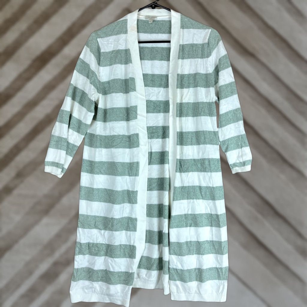 Talbots Talbots Womens Cardigan White Green Striped Open Front 3/4 Sleeve Small Sweater Shirt Bodywarm? Size S / US 4 / IT 40 - 1 Thumbnail