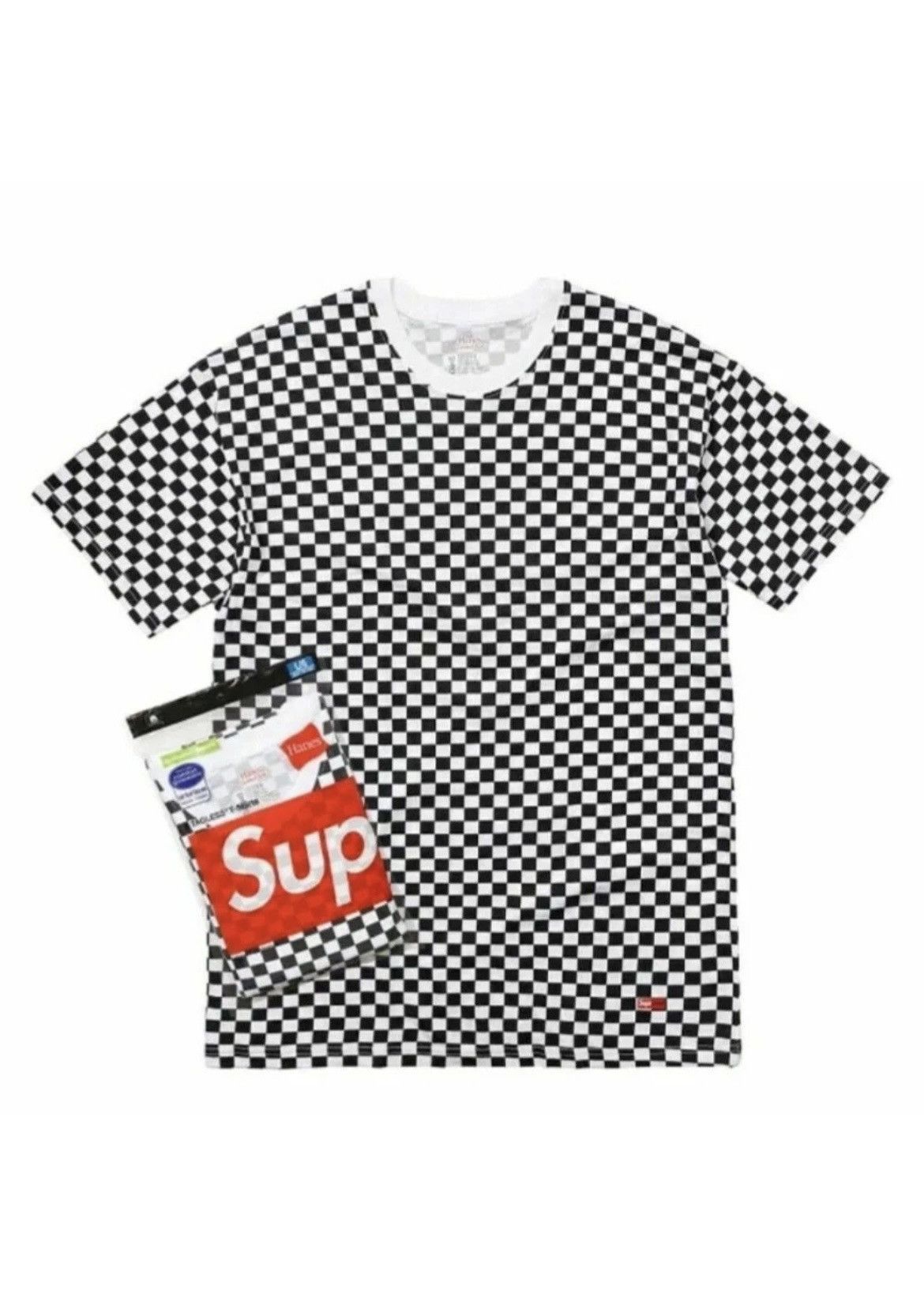 Supreme Supreme x Hanes Checkered Tag-less Tee Size US M / EU 48-50 / 2 - 1 Thumbnail