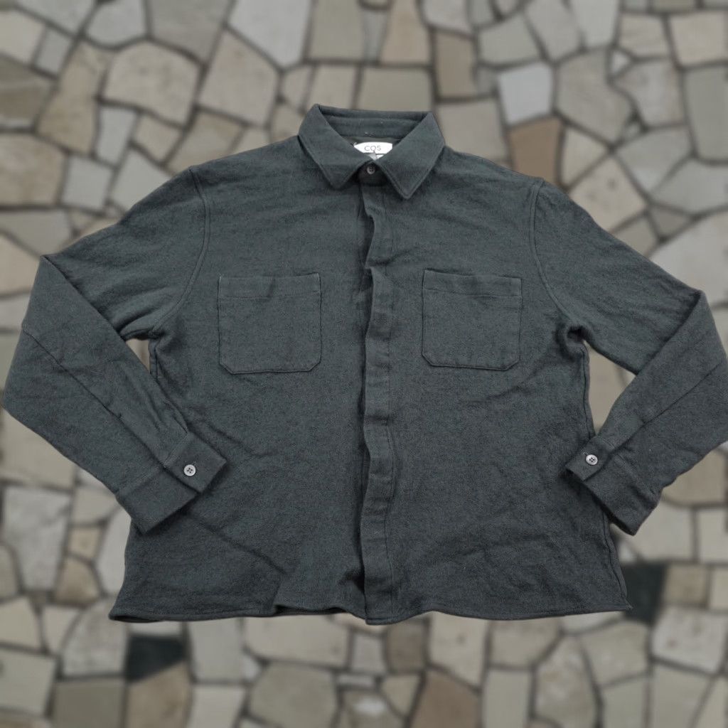 Cos COS Button-Up Shirt Mens Medium Green Flannel Relaxed Fit Wool Cotton Blend Long Sleeve Size US M / EU 48-50 / 2 - 1 Thumbnail