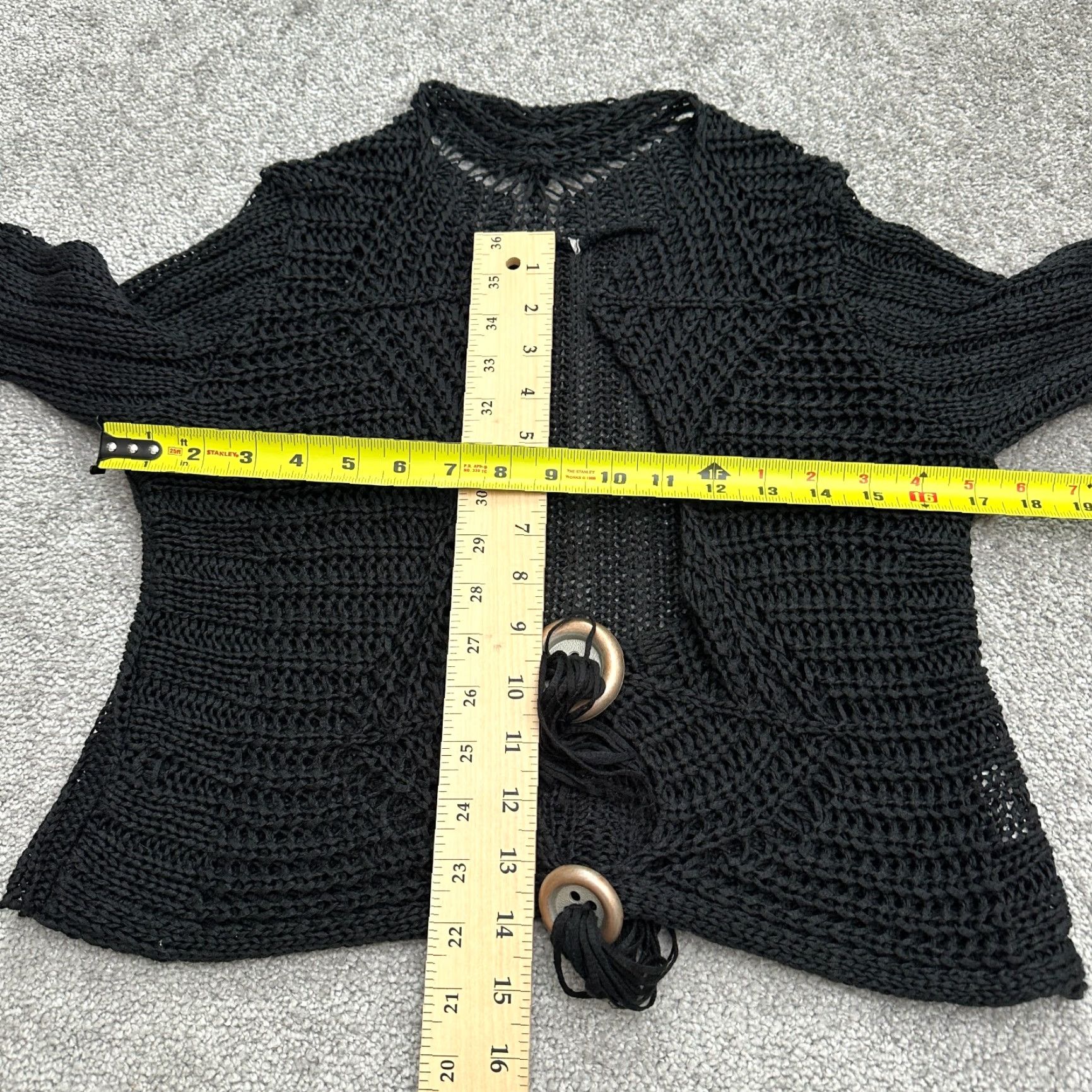 Vintage Madrasse Cardigan Sweater Women S Black Acrylic Casual Travel France Knit Open-Knit Button Sleeve Long Woolless? Size S / US 4 / IT 40 - 4 Thumbnail