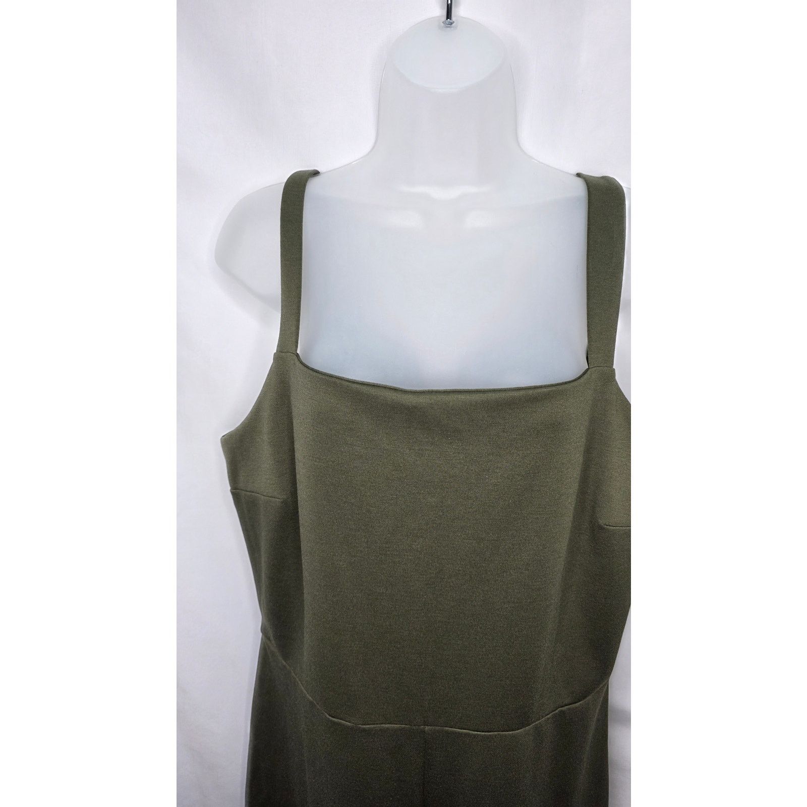 Gap GAP Olive Green Sleeveless Wide Leg Jumpsuit Square Neck Size L / US 10 / IT 46 - 7 Thumbnail