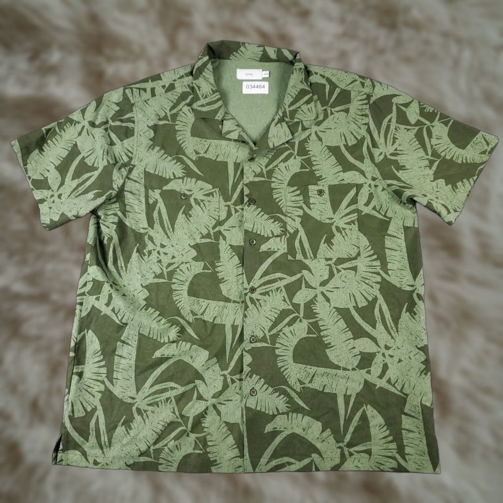 Onia Onia Shirt Mens XL Green Hawaiian Camp Button-Up Short Sleeve Geometric Size US XL / EU 56 / 4 - 1 Thumbnail