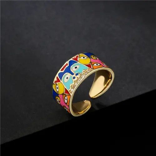 Jewelry Asabuki x Miura Cat Art Enamel Adjustable Ring Size ONE SIZE - 1 Thumbnail