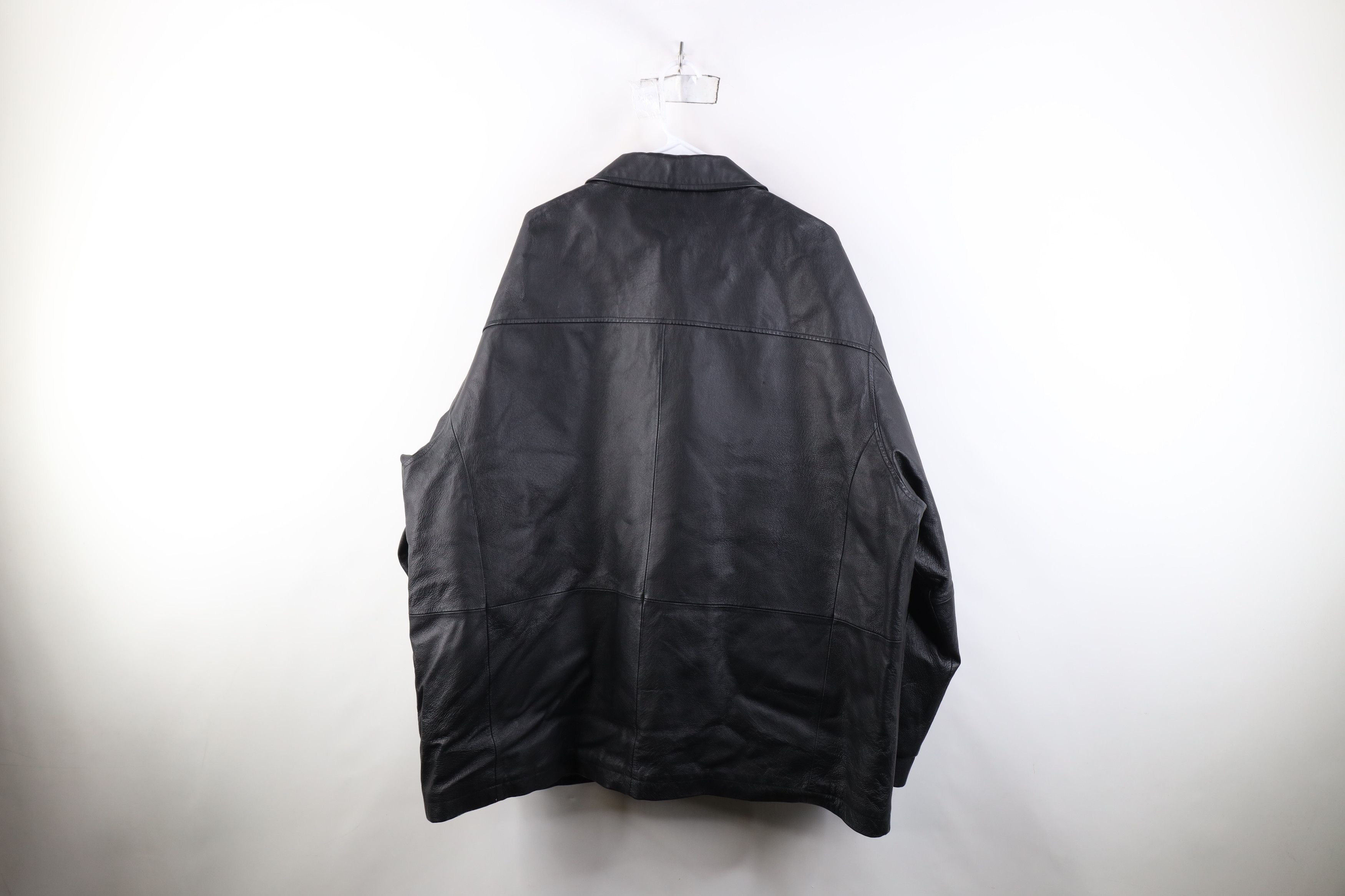 Vintage Vintage 90s Streetwear Quilted Leather Full Zip Jacket Black Size US XXL / EU 58 / 5 - 14 Thumbnail