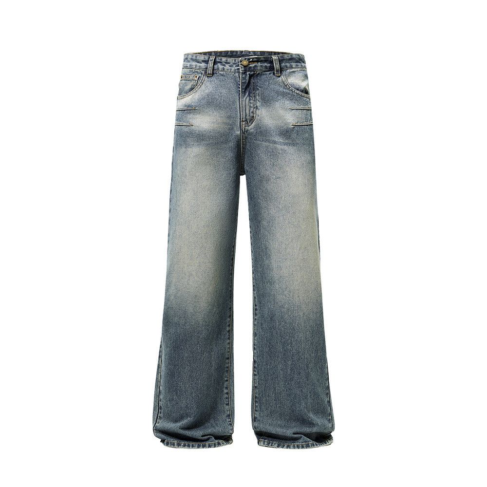 Japanese Brand American-style baggy washed men's straight leg loose jeans Size US 32 / EU 48 - 4 Thumbnail