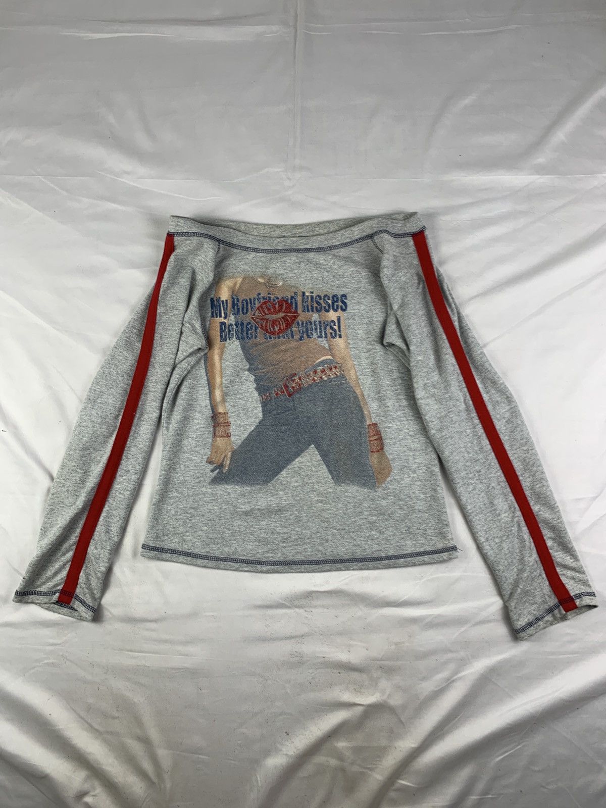 Japanese Brand y2k Yagi USA Gray Parody Quotes Girl Graphic Longsleeve Top Size M / US 6-8 / IT 42-44 - 1 Thumbnail