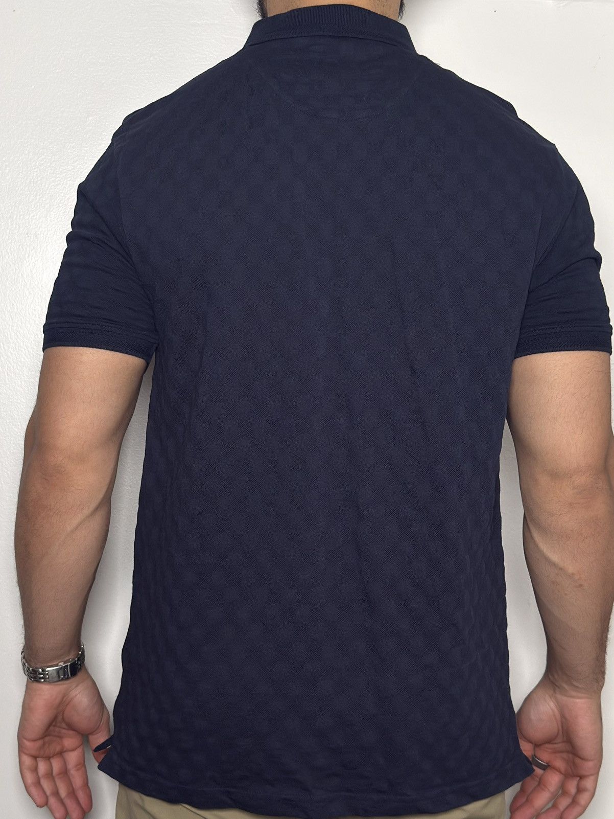 Denim & Flower Denim & Flower textured polo shirt men’s medium navy blue Size US M / EU 48-50 / 2 - 4 Thumbnail