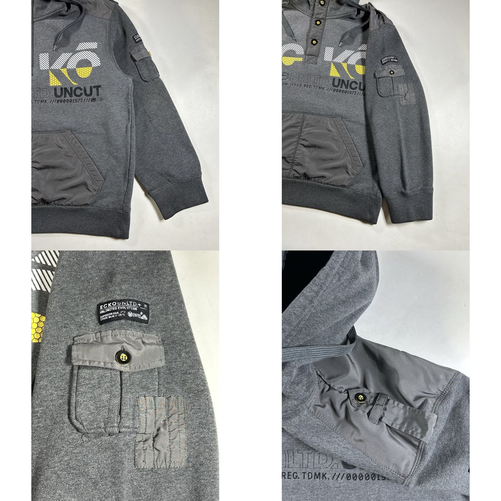 Vintage VINTAGE Eckō Unltd. Raw & Uncut Sweatshirt Gray Y2K Hooded Large Hip Hop Mens Size US L / EU 52-54 / 3 - 8 Thumbnail