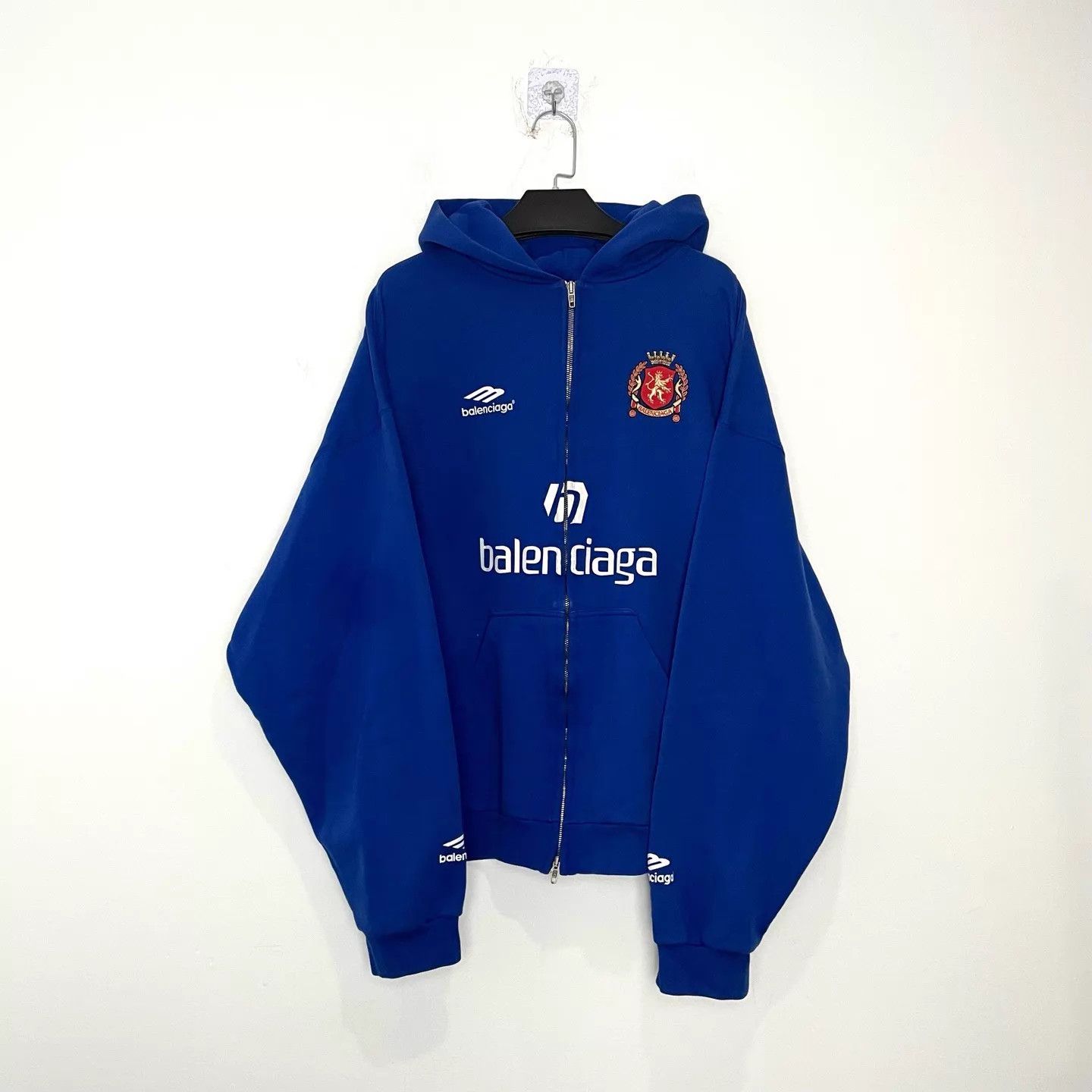 Balenciaga Balenciaga Summer '25 Blue Football Zip Hoodie M Size M / US 6-8 / IT 42-44 - 1 Thumbnail