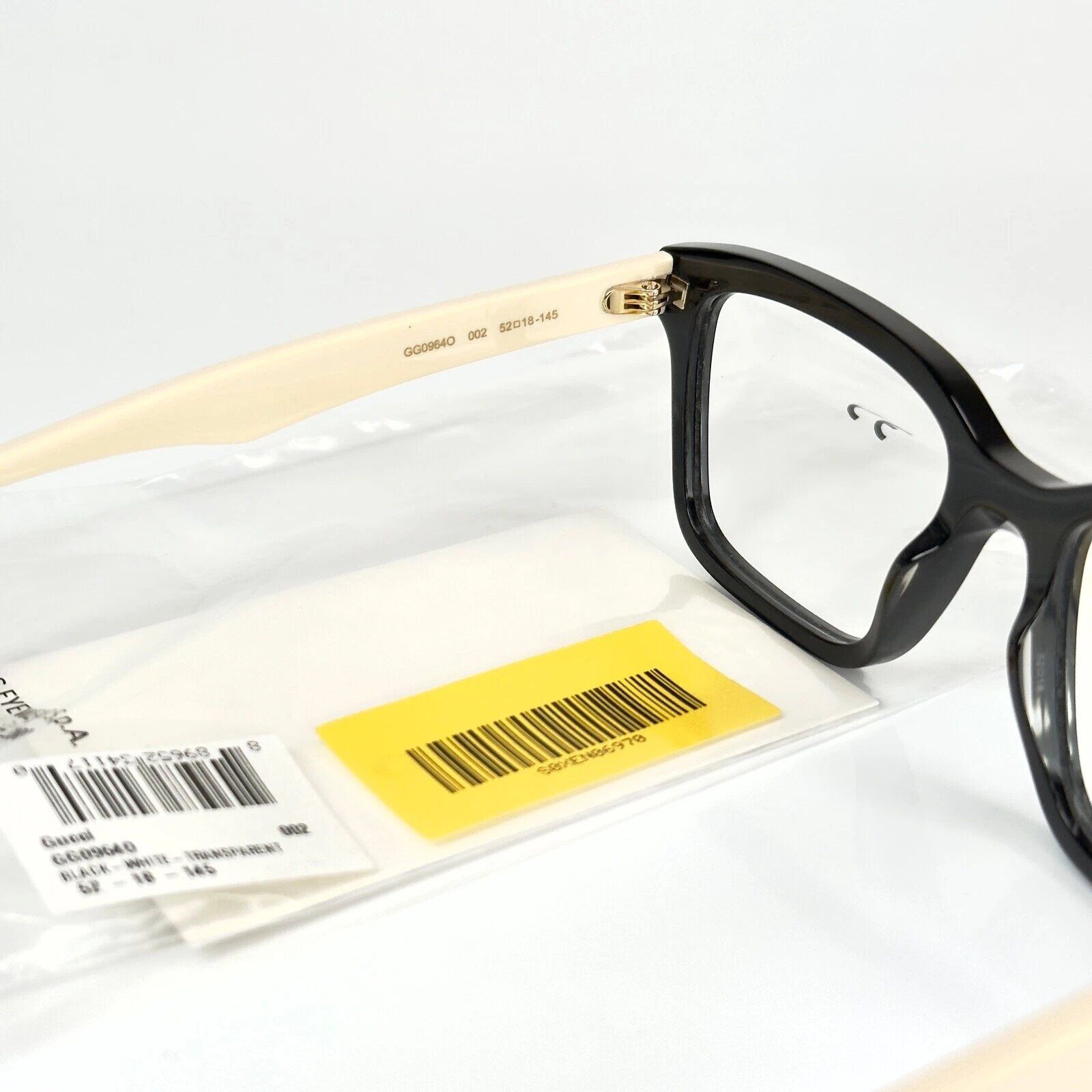 Gucci GUCCI GG0964O 0964 Black White Rectangular Eyeglasses 002 Size ONE SIZE - 6 Thumbnail