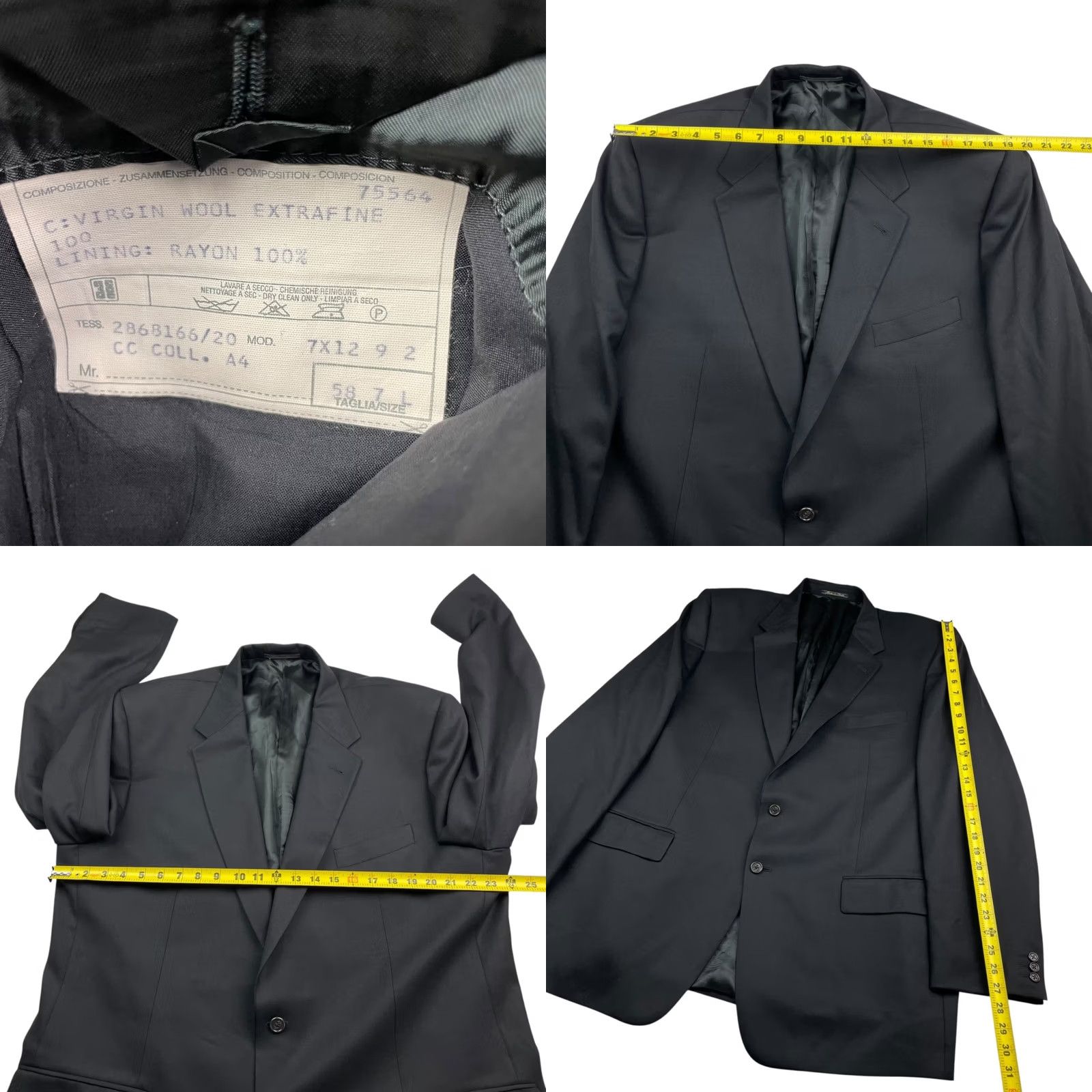 Corneliani Corneliani Men Blazer Black 100% Wool 2-Button Italy 48L US 58 EU Size 48R - 8 Thumbnail