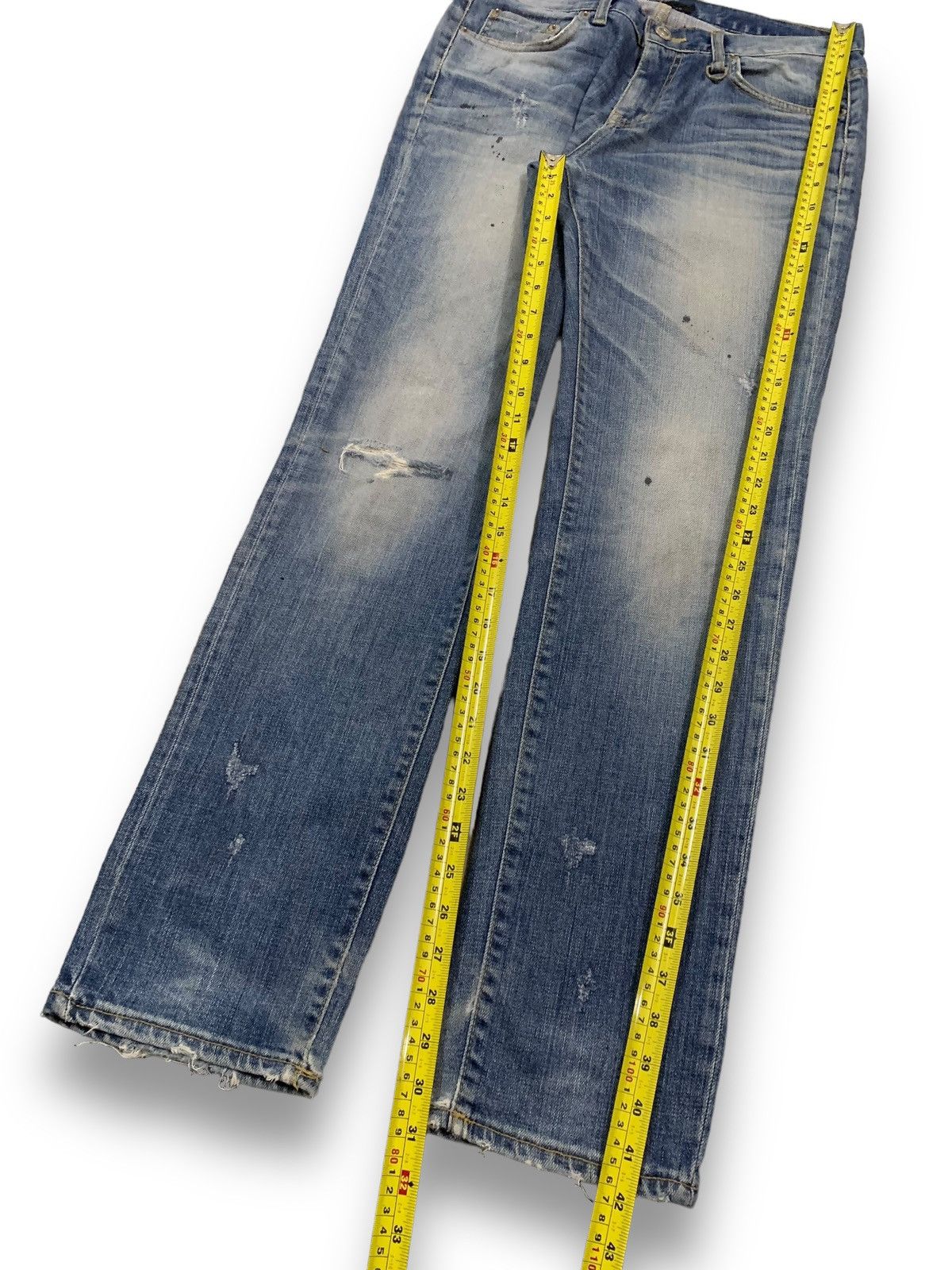 KMRii Vintage Japanese Brand Blue Washed Splatter Distressed Jeans Size US 32 / EU 48 - 16 Thumbnail