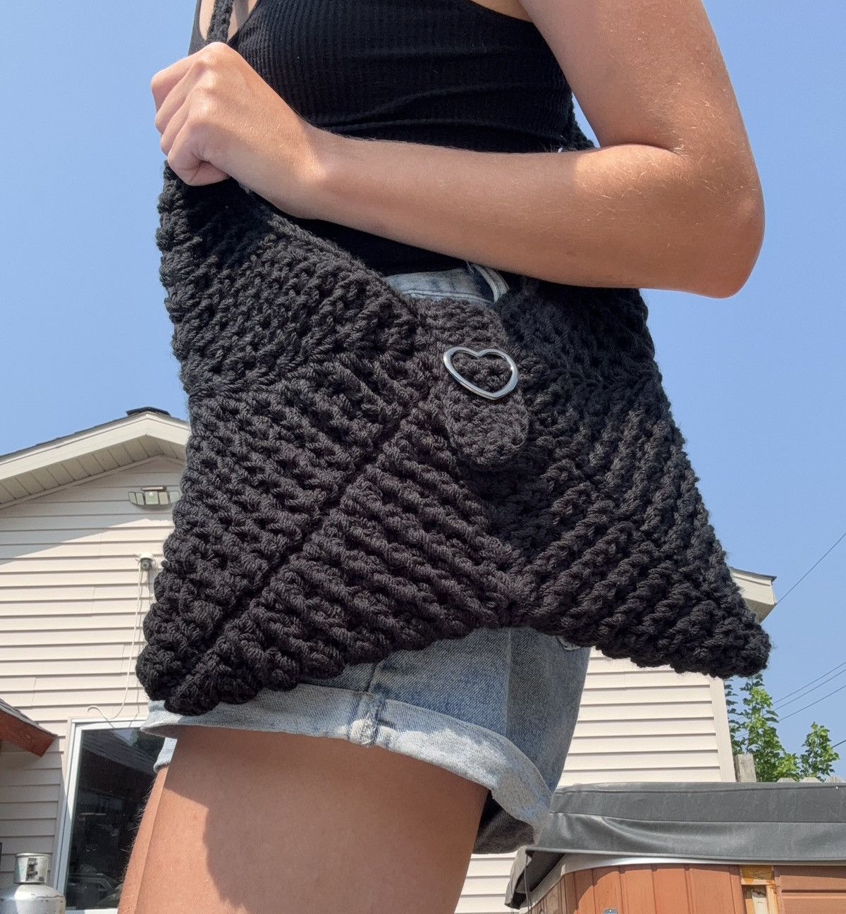 Handmade Crochet Original Black Purse Size ONE SIZE - 8 Thumbnail