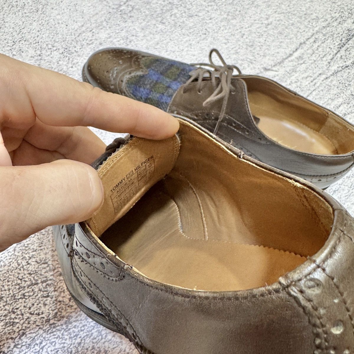 Abraham Moon & Sons × Handmade × Tommy Hilfiger Tommy Hilfiger&Abraham Moon Astor 1A Leather Tweed Brogues Size US 9 / EU 42 - 18 Thumbnail