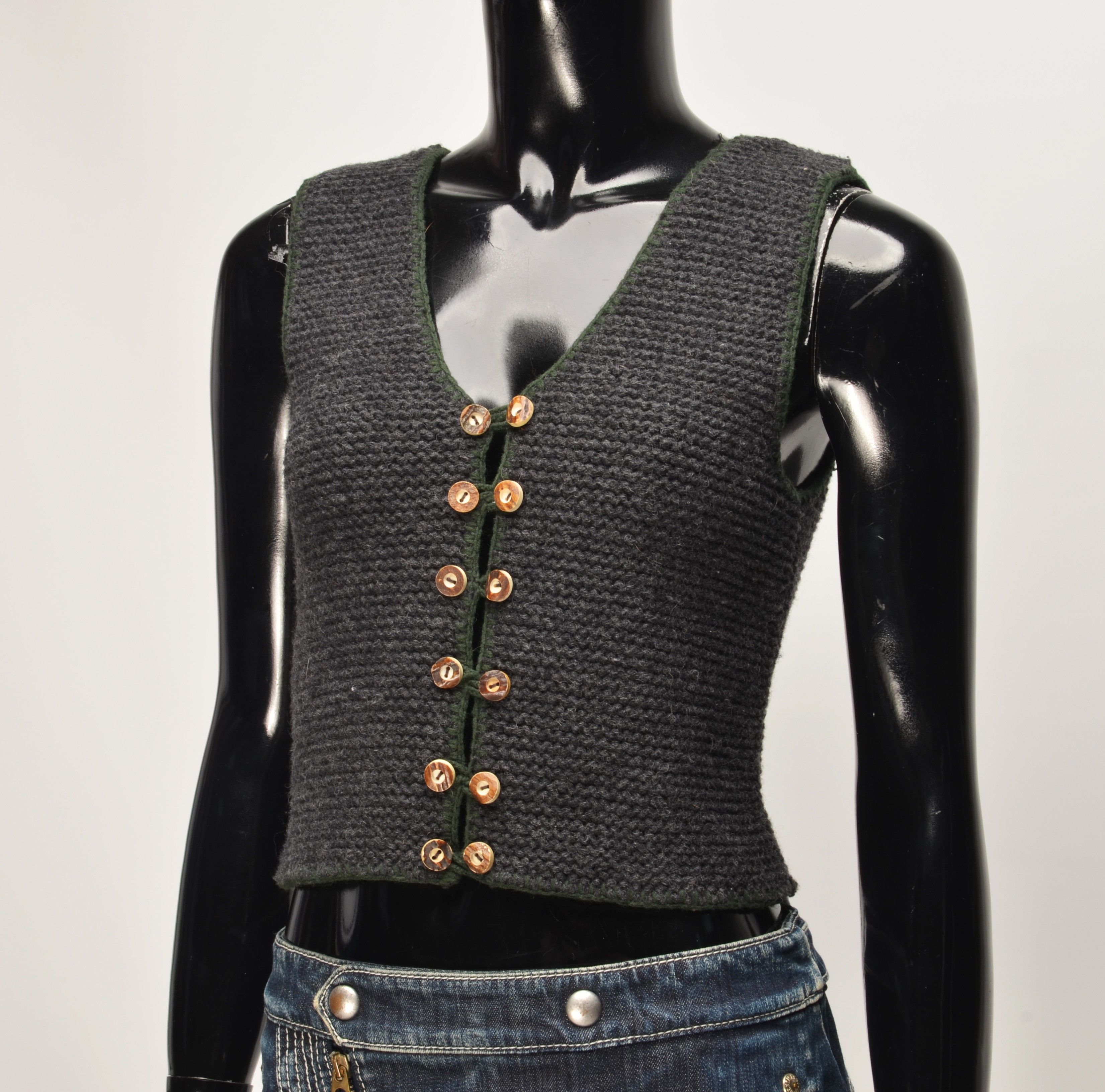 Vintage Vintage Laila & Lasse 90's Cottagecore Wool Knit Crop Top Size S / US 4 / IT 40 - 2 Thumbnail