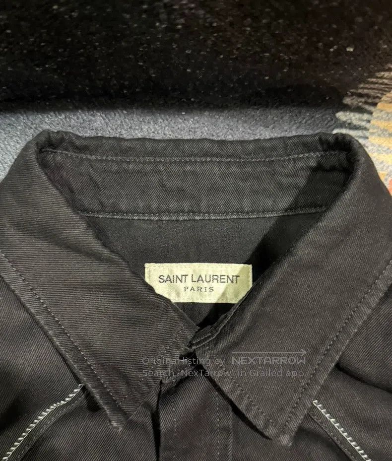 Saint Laurent Paris Saint Laurent Paris Black vintage collar button-down shirt Size US XL / EU 56 / 4 - 4 Thumbnail