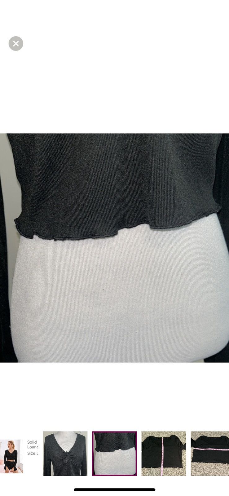 Shein Shein large tie front lettuce trim cropped top Size L / US 10 / IT 46 - 3 Thumbnail